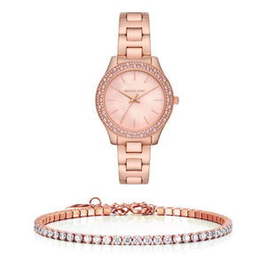 Michael Kors Lilane Quartz Rose Gold Dial Rose Gold Steel Strap Watch For Women - MK1068 Authentic Buy Shop Now