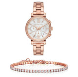 Michael Kors Sofie Chronograph Mother of Pearl White Dial Rose Gold Steel Strap Watch For Women - MK6576 Authentic Buy Shop Now