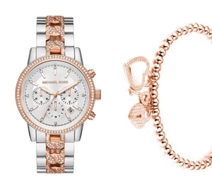 Michael Kors Ritz Chronograph Silver Dial Two Tone Steel Strap Watch For Women - MK6938 Authentic Buy Shop Now