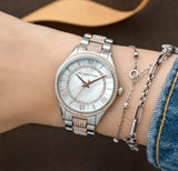 Michael Kors Lauryn Quartz Mother of Pearl White Dial Two Tone Steel Strap Watch For Women - MK4366 Authentic Buy Shop Now