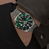 Seiko 5 Sports SKX GMT Automatic Green Dial Silver Steel Strap Watch For Men - SSK035K1 Authentic Buy Shop Now