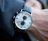 Emporio Armani Gianni White Dial Black Leather Strap Watch For Men - AR0385 Authentic Buy Shop Now
