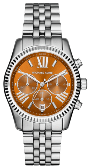 Michael Kors Lexington Chronograph Brown Dial Silver Steel Strap Watch For Women - MK6221 Authentic Buy Shop Now