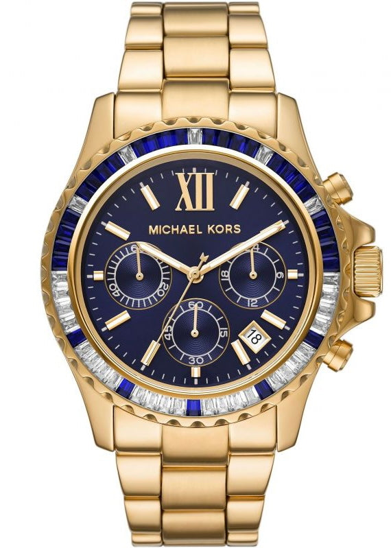 Michael Kors Everest Chronograph Blue Dial Gold Steel Strap Watch for Women - MK5754 Authentic Buy Shop Now