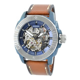 Fossil Modern Machine Automatic Skeleton Silver Dial Brown Leather Strap Watch for Men - ME3135 Authentic Buy Shop Now