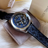 Michael Kors Brecken Chronograph Blue Dial Blue Rubber Strap Watch For Men - MK8923 Authentic Buy Shop Now