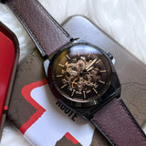 Fossil Everett Automatic Analog Black Dial Brown Leather Strap Watch for Men - ME3207 Authentic Buy Shop Now