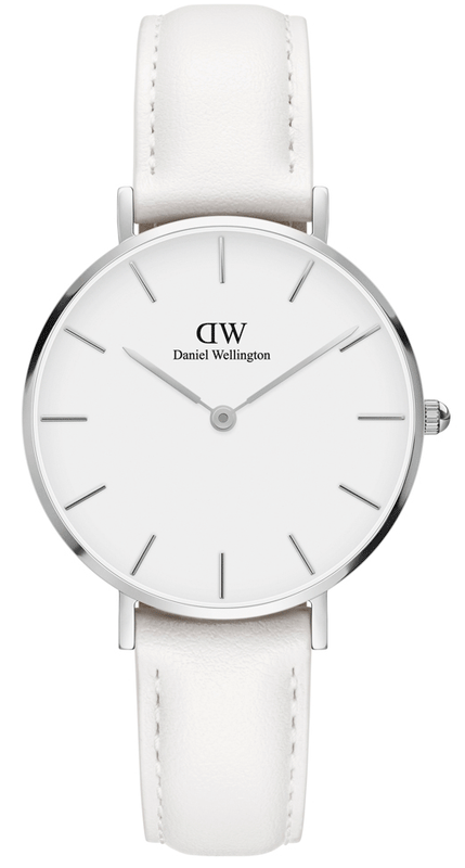 Daniel Wellington Petite Bondi White Dial White Leather Strap Watch For Women - DW00100190 Authentic Buy Shop Now