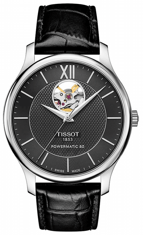 Tissot Tradition Powermatic 80 Open Heart Automatic Watch For Men - T063.907.16.058.00 Authentic Buy Shop Now
