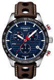 Tissot PRS 516 Chronograph Blue Dial Brown Leather Strap Watch For Men - T100.417.16.041.00 Authentic Buy Shop Now