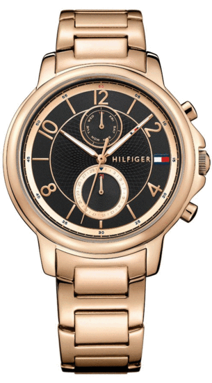Tommy Hilfiger Claudia Black Dial Rose Gold Steel Strap Watch for Women - 1781820 Authentic Buy Shop Now