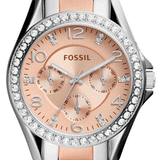 Fossil Riley Multifunction Rose Gold Dial Two Tone Steel Strap Watch for Women - ES4145 Authentic Buy Shop Now