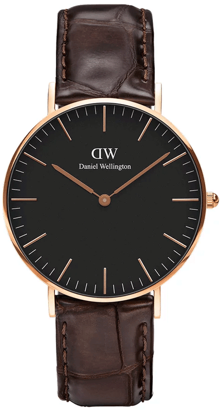Daniel Wellington Classic York Black Dial Brown Leather Strap Watch For Women - DW00100140 Authentic Buy Shop Now