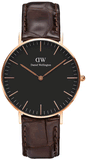 Daniel Wellington Classic York Black Dial Brown Leather Strap Watch For Women - DW00100140 Authentic Buy Shop Now