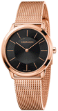 Calvin Klein Minimal Black Dial Rose Gold Mesh Bracelet Watch for Women - K3M2262Y Authentic Buy Shop Now
