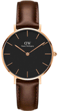 Daniel Wellington Classic Petite Bristol Black Dial Brown Leather Strap Watch For Women - DW00100165 Authentic Buy Shop Now
