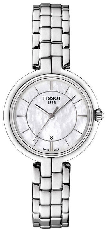 Tissot T Lady Flamingo Mother of Pearl White Dial Silver Steel Strap Watch For Women - T094.210.11.111.00 Authentic Buy Shop Now