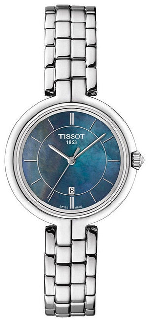 Tissot T Lady Flamingo Mother of Pearl Blue Dial Silver Steel Strap Watch For Women - T094.210.11.121.00 Authentic Buy Shop Now