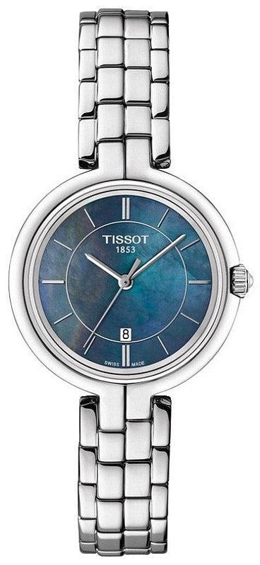 Tissot T Lady Flamingo Mother of Pearl Blue Dial Silver Steel Strap Watch For Women - T094.210.11.121.00 Authentic Buy Shop Now