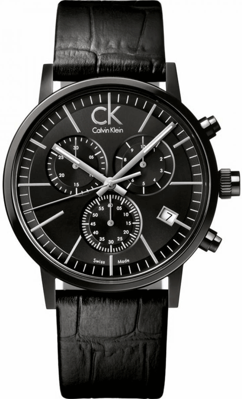 Calvin Klein Post Minimal Chronograph Black Dial Black Leather Strap Watch for Men - K7627401 Authentic Buy Shop Now
