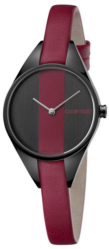 Calvin Klein Rebel Red Black Dial Red Leather Strap Watch for Women - K8P237U1 Authentic Buy Shop Now