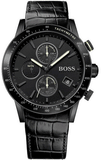 Hugo Boss Rafale Chronograph Black Dial Black Leather Strap Watch For Men - 1513389 Authentic Buy Shop Now