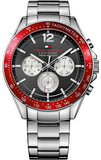 Tommy Hilfiger Luke Chronograph Black Dial Silver Steel Strap Watch for Men - 1791122 Authentic Buy Shop Now