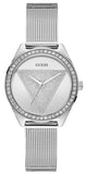 Guess Tri Glitz Quartz Silver Dial Silver Mesh Bracelet Watch For Women - W1142L1 Authentic Buy Shop Now