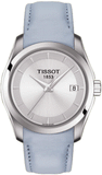 Tissot T Classic Couturier Silver Dial Light Blue Leather Strap Watch For Women - T035.210.16.031.02 Authentic Buy Shop Now