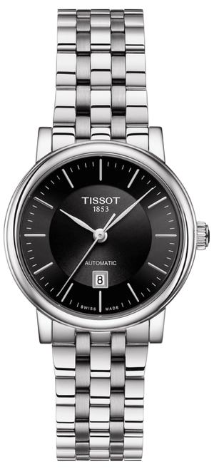 Tissot T Classic Carson Premium Automatic Lady Black Dial Silver Steel Strap Watch for Women - T122.207.11.051.00 Authentic Buy Shop Now
