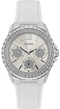 Guess Starlight Multifunction Diamonds White Dial White Rubber Strap Watch for Women - W0846L8 Authentic Buy Shop Now