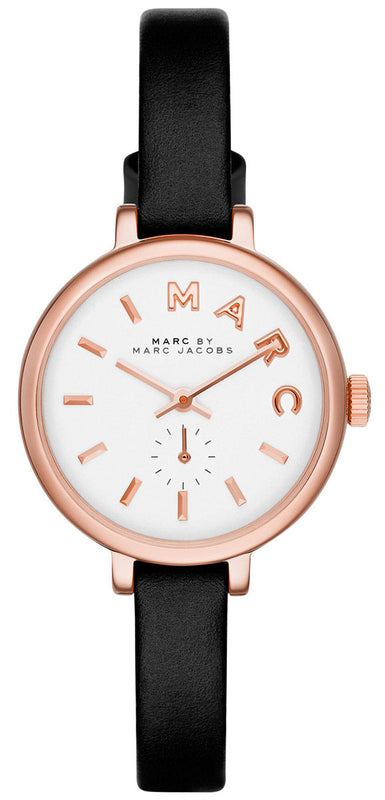 Marc Jacobs Sally White Dial Black Leather Strap Watch for Women - MBM1352 Authentic Buy Shop Now