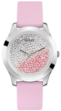 Guess Crush Crystals Silver Dial Pink Rubber Strap Watch for Women - W1223L1 Authentic Buy Shop Now