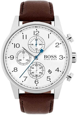 Hugo Boss Attitude White Dial Brown Leather Strap Watch for Men - 1513609 Authentic Buy Shop Now