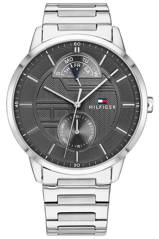Tommy Hilfiger Hunter Grey Dial Silver Steel Strap Watch for Men - 1791608 Authentic Buy Shop Now