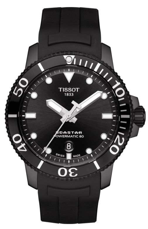 Tissot Seastar 1000 Powermatic 80 Black Dial Black Rubber Strap Watch For Men - T120.407.37.051.00 Authentic Buy Shop Now