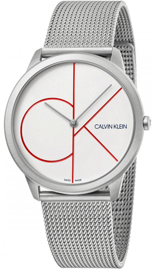 Calvin Klein Minimal White Dial Silver Mesh Bracelet Watch for Men - K3M51152 Authentic Buy Shop Now