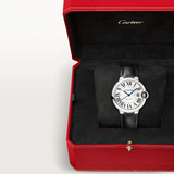 Cartier Ballon Bleu De Cartier Silver Dial Black Leather Strap Watch for Women - WSBB0028 Authentic Buy Shop Now