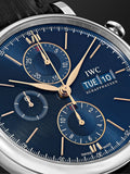IWC Portofino Chronograph Blue Dial Black Leather Strap Watch for Men - IW391036 Authentic Buy Shop Now