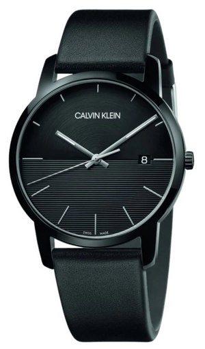 Calvin Klein City Quartz Black Dial Black Leather Strap Watch for Men - K2G2G4C1 Authentic Buy Shop Now