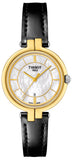 Tissot Flamingo Mother of Pearl White Dial Black Leather Strap Watch For Women - T094.210.26.111.00 Authentic Buy Shop Now