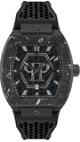 Philipp Plein Hexagon Phantom Black Dial Black Silicone Strap Watch For Men- PWPUA0624 Authentic Buy Shop Now