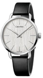 Calvin Klein Even White Dial Black Leather Strap Watch for Women - K7B211C6 Authentic Buy Shop Now