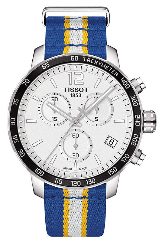 Tissot Quickster Chronograph NBA Golden State Warriors White Dial Two Tone NATO Strap Watch for Men - T095.417.17.037.15 Authentic Buy Shop Now