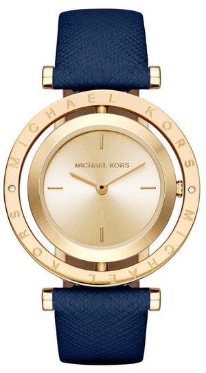 Michael Kors Averi Gold Dial Navy Blue Leather Strap Watch for Women - MK2526 Authentic Buy Shop Now