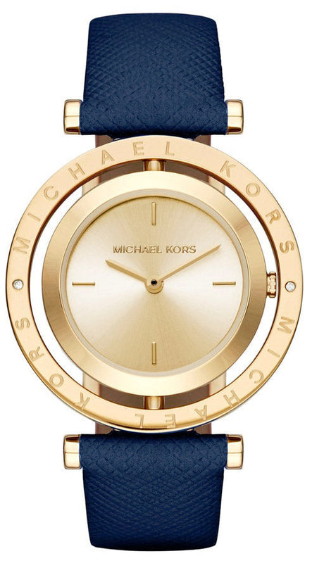 Michael Kors Averi Gold Dial Navy Blue Leather Strap Watch for Women - MK2526 Authentic Buy Shop Now