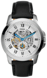 Fossil Grant Skeleton White Dial Black Leather Strap Watch for Men - ME3053 Authentic Buy Shop Now