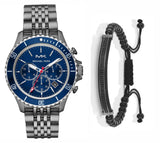 Michael Kors Bayville Chronograph Blue Dial Grey Steel Strap Watch For Men - MK8727 Authentic Buy Shop Now