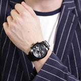Guess Atlas Chronograph Black Dial Black Steel Strap Watch For Men - W0668G5 Authentic Buy Shop Now