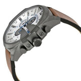 Diesel Mega Chief Chronograph White Dial Brown Leather Strap Watch For Men - DZ4280 Authentic Buy Shop Now